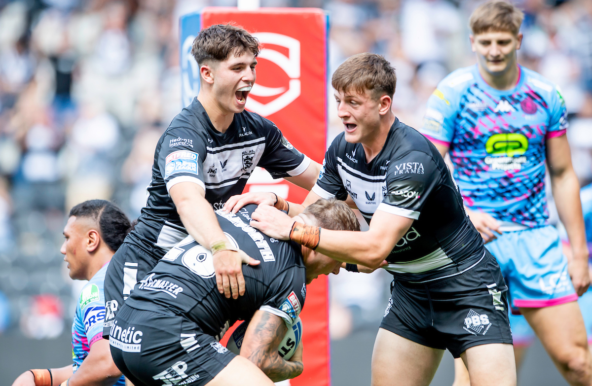 Jack Charles and Davy Litten in action for Hull FC's first-team squad